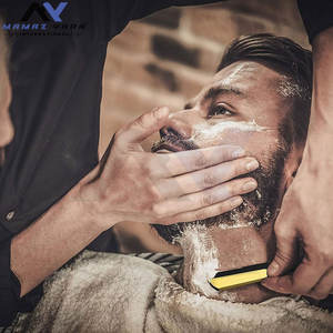 Maquinilla de afeitar profesional de borde recto Premium para peluquería, precisión de afeitado cercana de calidad para el cuidado de la garganta, característica desechable - Product Image 4