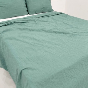 Ensemble de housse de couette en lin lavé naturel 3 pièces personnalisé haute qualité 200TC fermeture à bouton toutes saisons reine roi tailles unies - Product Image 6