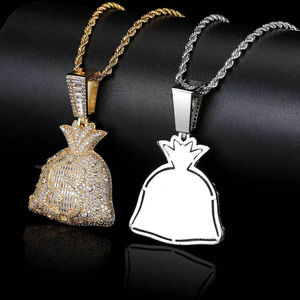 VVS Baguette Diamond Iced Bolsa de dinero personalizada 18K Oro sólido Plata de ley Moissanite Colgante Hip Hop Joyería Hombres Mujeres - Product Image 4