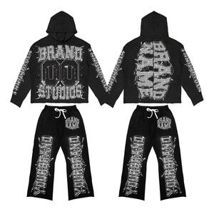 Oversized 100% Cotton Men's Tracksuit Heavyweight Casual Design with Sun Faded Streetwear & Custom Printed Embroidery for Winter - Product Image 2