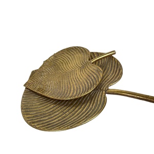 Leaf Shape Metal Snacks Plates Restaurant Serving Food Tray Gold <b>Antique</b> Metal Food Serving Dinnerware Dishes Plates and Tray - Product Image 1