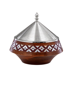 Olla de acero inoxidable, cazuela redonda, diseño hecho a mano, para servir comida, olla caliente, diseño de lujo de la mejor calidad. - Product Image 5