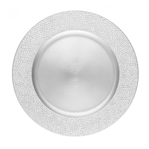 Assiette de présentation en acier inoxydable argenté de qualité supérieure, avec bordure ornée, design métallique, pour la restauration et les événements - Product Image 5