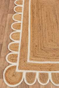 Alfombra de área moderna hecha a mano Natural de tamaño personalizable, alfombra rectangular de yute con patrón abstracto para decoración del hogar - Product Image 5