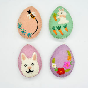 Huevo de Pascua de fieltro de lana natural para decoración, huevo de fieltro ecológico hecho por mujer nepalesa. - Product Image 6