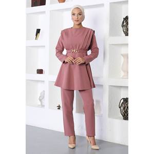 ชุดเซ็ตสองชิ้นลำลองสำหรับสุภาพสตรี พร้อมเข็มขัด กางเกงขาสั้นยาวระดับเข่า เสื้อเบลเซอร์สำหรับฤดูร้อน ไซส์ XL เหมาะสำหรับใส่ไปคลับ ทำงาน หรือใส่ลำลอง - Product Image 3