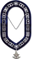 Bolso de Regalia masónico de alta calidad, insignia bordada única, diseños personalizados, decoración de diamantes de imitación, accesorio de Collar de cadena de Metal