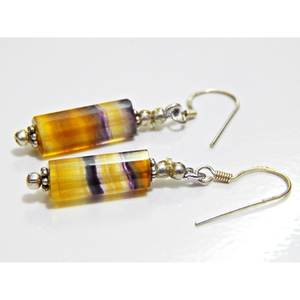 925สเตอร์ลิงเงินแท้ต่างหูลูกปัดฟลูออไรต์สีธรรมชาติของขวัญสำหรับงานแต่งงานต่างหูเงินแฟชั่น - Product Image 1