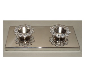 Bougeoir de décoration de mariage, nickelé, luxe, cristal perlé, design moderne, bougeoir à prix abordable - Product Image 3