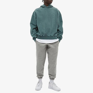 Custom Streetwear Luxury Light Green Acid Wash Hoodie French Terry Heavyweight Pullover Blank No <b>Strings</b> Cropped Hoodies - Product Image 3