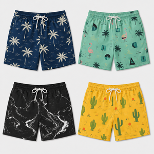 Custom <b>Men</b> Tropical Printed Swim Shorts Quick Dry Beach <b>Trunks</b> Palm Tree Board Shorts Vacation Resort Summer Casual Beachwear - Product Image 1