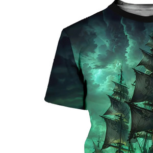 Camiseta de cuello redondo verde para hombre hecha en fábrica Sublimación de poliéster Ajuste Extragrande - Product Image 5