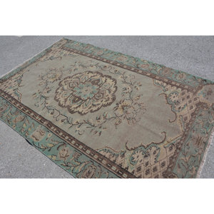 Alfombra turca Vintage, área grande de 5,6x8,7 pies, forro de látex de lana marrón verde, Patchwork para adolescentes, alfombra Rectangular para pasillo y habitación - Product Image 4