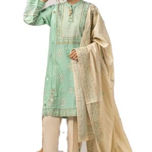 Mousseline de soie brodée fantaisie pakistanaise Shalwar Kameez Dupatta pour femmes robes de pelouse costumes de pelouse designers de pelouse pakistanais - Product Image 1