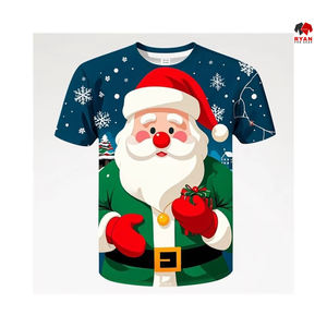Sólido Simple lavado frontal de alta calidad personalizado impreso camisas de Navidad sublimación Navidad - Product Image 5