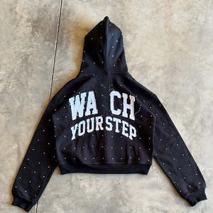 Top Exigeant Hommes Vintage Hoodies Personnalisé Strass Impression Logo 500gsm Coton Lavage À L'acide French Terry Surdimensionné Pull Polaire - Product Image 2