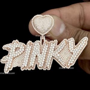 Pendentif personnalisé Moissanite VVS glacé en argent sterling 925, pendentif Moissanite VVS glacé, pendentif lettre Moissanite VVS unisexe - Product Image 1