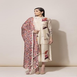 Stylish Ethnic Women Girls Wear Premium Casual Party Festival Wear Floral Printed Work White Kurta Kurti Grey Palazzo <b>Pants</b> - Product Image 3
