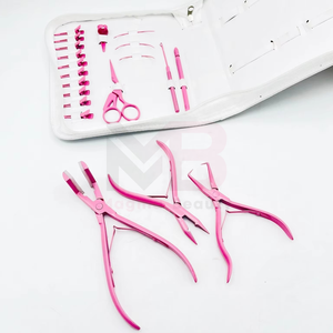 Stainless Steel Custom Logo Professional Hair Extension Pliers Tools Kit Set With <b>Tape</b> in Press Pliers & Sectioning Clips - Product Image 5