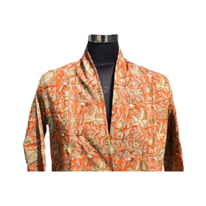 Chaqueta de pana de algodón con estampado Bagru bloqueado a mano con Diseño Artesanal transpirable en cárdigan bohemio - Product Image 3