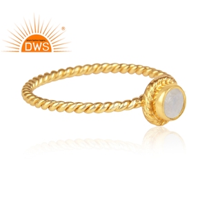 Rings Latest Design Jewelry Manufacturer Rainbow Gold Plated Sterling Silver 925 Trendy Gemstone Rings Round Rainbow <b>Moonstone</b> - Product Image 2