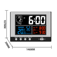 Jam Digital Multifungsi, jam Digital Thermo higrometer termometer higrometer layar warna besar dengan lampu latar