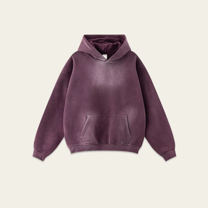 Sudadera con capucha de lavado ácido de algodón 100% de alta calidad personalizada, Sudadera con capucha de lavado ácido Vintage con doble cremallera y hombros caídos de peso pesado para hombres - Product Image 6