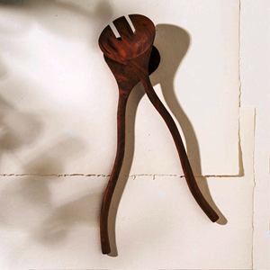 Ensemble de 2 serveurs en bois de manguier Ensemble de service à salade fait à la main Produit en bois pour la cuisine à domicile - Product Image 5