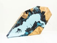 Lampe de chevet LED en bois Kraken Cove avec design de pieuvre, en résine, en forme de naufrage, pour la décoration intérieure et les cadeaux