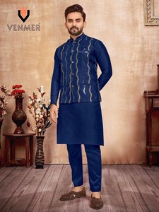 Pijama Kurta de diseñador para hombre con Koti de seda por el exportador mayorista Fabzone - Product Image 3