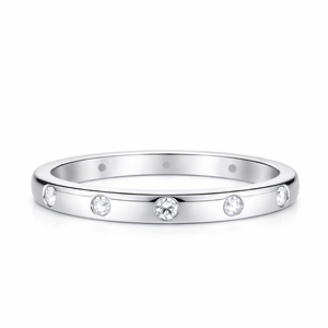 Anillo de banda completa romántico para mujer al por mayor, chapado en rodio, plata de ley 925, para bodas, compromisos, fiestas, regalos, clásico - Product Image 1