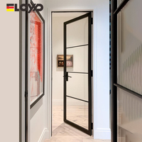 Porte battante française Eloyd à double battant pour l'intérieur en aluminium trempé entrée en verre avec design coulissant en acier