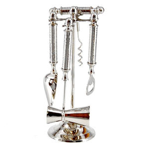 Juego de herramientas de barra de acero inoxidable y latón superlativo de 5 con asas de cuero sintético que contiene cuchara abridor de botellas colador de cuchara de hielo - Product Image 4