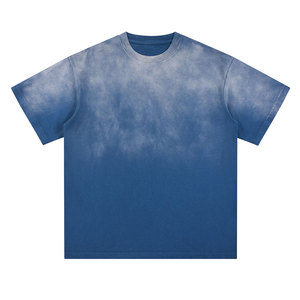 T-shirt à effet délavé, respirant, doux, séchage rapide, léger, vêtements de sport d'extérieur, manches courtes, design imprimé, look d'aventure - Product Image 1