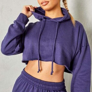เสื้อครอปมีฮู้ดสำหรับผู้หญิงกำหนดได้เองผ้าฝ้าย100% - Product Image 6