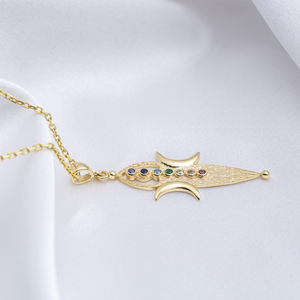 Mother Earth Body Chakras Zircon Stone 925 Sterling Silver Necklace Wholesale Jewelry - Product Image 4