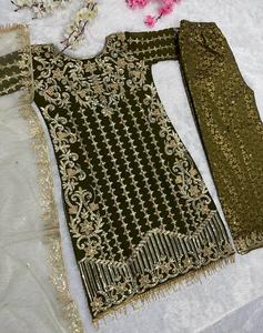 เสื้อและกางเกงผ้าจอร์เจียปักลายสวยงามชุดงานขอบลูกไม้แฟนซีชุดปาร์ตี้ - Product Image 1