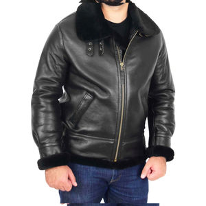 Veste en cuir réversible pour homme, très vendue, confortable, entièrement noire, professionnelle, en laine pour l'hiver, respirante, look tendance - Product Image 3