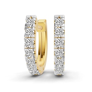 Timeless Round Lab Grown Diamond <b>Huggie</b> Earrings 0.50 Ct Tw F-G Color VS Clarity 14 Diamonds 14K <b>Solid</b> <b>Gold</b> Classic Design - Product Image 2
