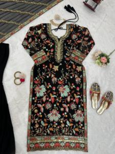 Micro-taille intérieure séquencée moderne jusqu'à 44 Lehengha avec fil de travail Chinon Party Wear-Lehenga Choli - Product Image 3