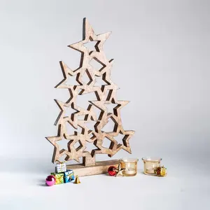 Décorations d'arbre de Noël en bois d'or pour la saison festive de Noël - Product Image 2