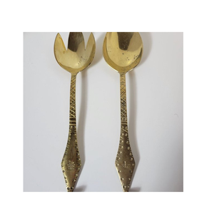 Servidores de ensalada de latón de diseño único Vajilla Cubiertos Cuchara de postre de latón con venta hecha a mano en relieve - Product Image 1