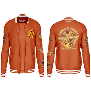 700 GSM peso pesado alta calidad 100% poliéster Streetwear OEM logotipo personalizado Unisex hombres moda Varsity chaqueta de béisbol - Product Image 3