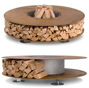 Table de foyer multifonctionnelle en acier Corten pour l'extérieur, table de feu de camp, table à bois, design autoportant écologique pour usage en patio - Product Image 5