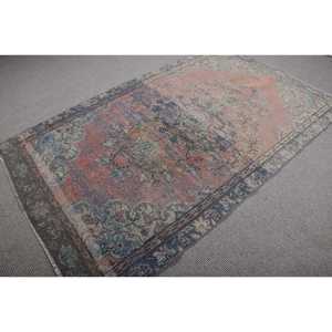 Alfombra Vintage, Alfombra de 4,8x7,8 pies, Alfombra Turca de Lana Ikat Azul - Product Image 2