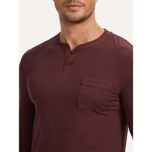 Premium <b>Men's</b> Bamboo Cotton V-Neck Long Sleeve <b>Pajama</b> <b>Set</b> Casual Style Soft Knitted Fabric - Product Image 2
