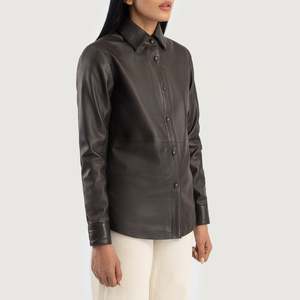 Zenith Brown Leather Autumn Shirt <b>Jacket</b> - Product Image 2