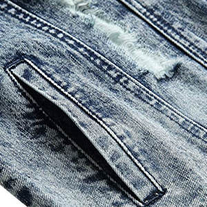 Le dernier service d'OEM et d'ODM de vestes de jeans solides de lavage moyen des hommes de conception sont fournit - Product Image 6