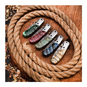 Vente chaude Couteau pliant personnalisé OEM en acier Damas fait à la main Manche en bois Tactique Camping Chasse Haute durabilité - Product Image 4