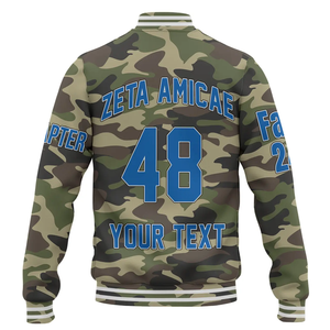 Zeta Phi Beta Satin Baseball Veste Personnalisé Zeta Amicae Camouflage XL Taille Coupe-Vent Style Laine Imprimé Avec Poche Personnalisée - Product Image 2